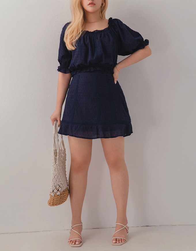Swiss Dot Ruffled Hem Skirt