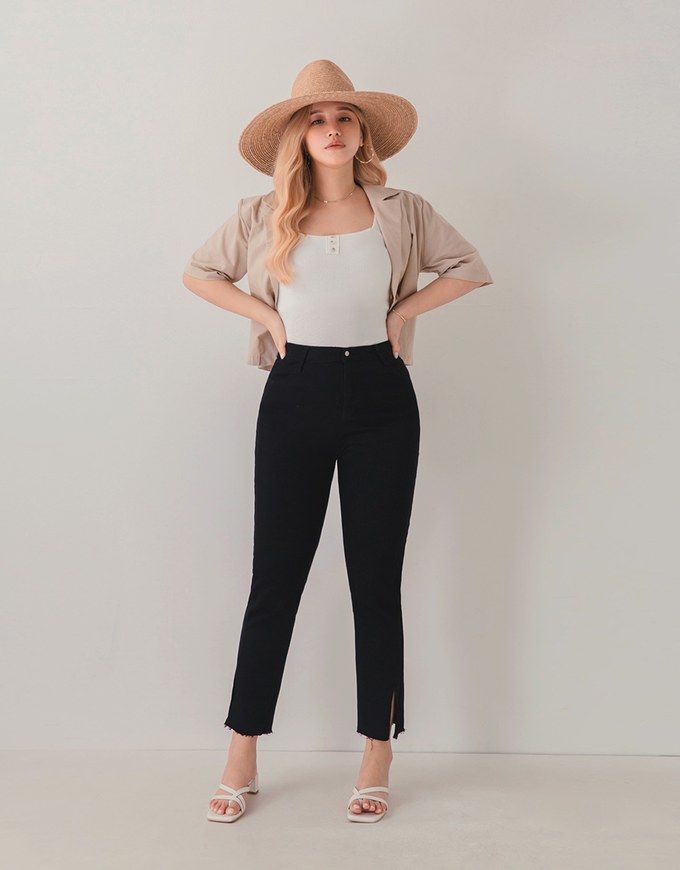 Iconic Side Slit Denim Jeans Pants