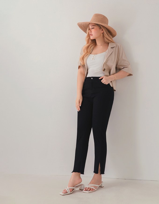 Iconic Side Slit Denim Jeans Pants