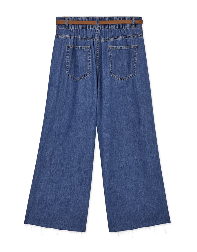 Casual Diagonal Denim Jeans Flare Pants (With belt)