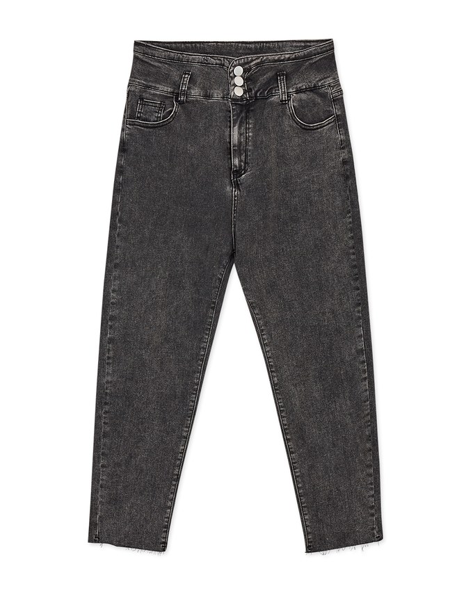 High Waisted Buttoned Skinny Denim Jeans Pants