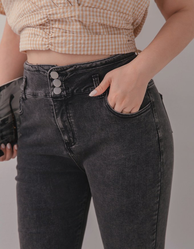 High Waisted Buttoned Skinny Denim Jeans Pants