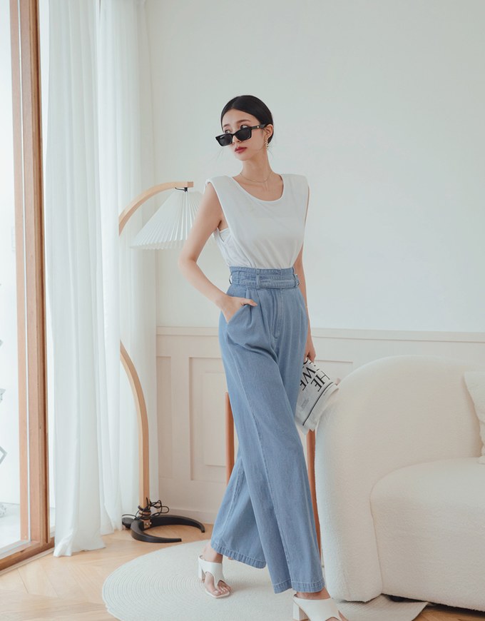 High Waisted Denim Jeans Flare Pants