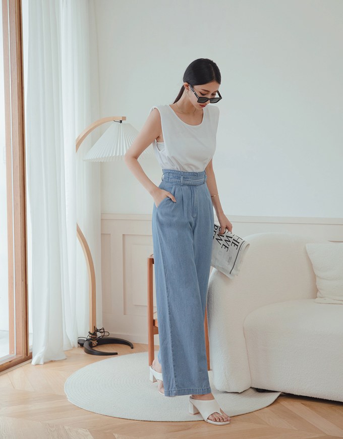 High Waisted Denim Jeans Flare Pants