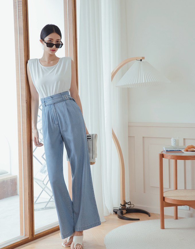 High Waisted Denim Jeans Flare Pants