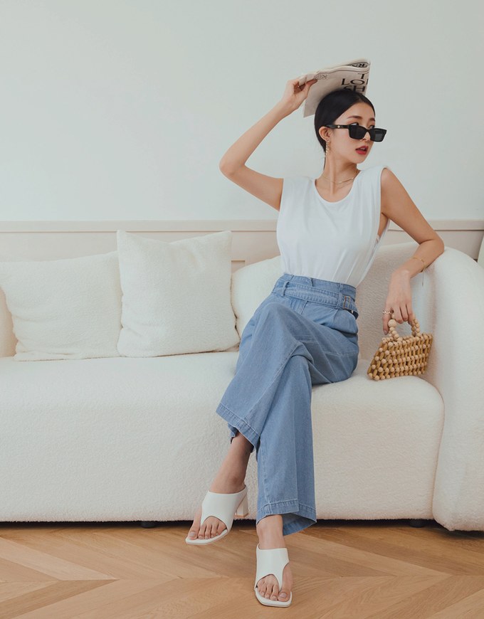 High Waisted Denim Jeans Flare Pants