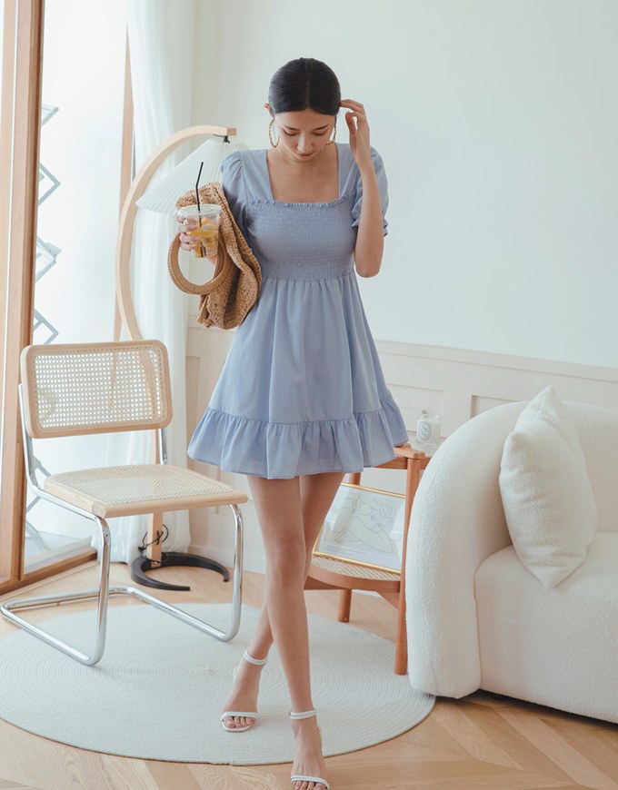 Sweet Sultry Puff Sleeve Flare Mini Dress