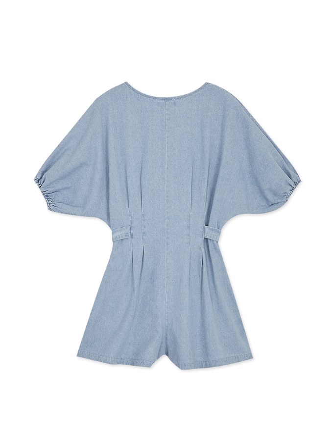 Button-Front Slimming Denim Jeans Playsuit