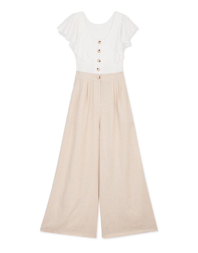 Frill Sleeves Hollowed-Back Jumpsuit