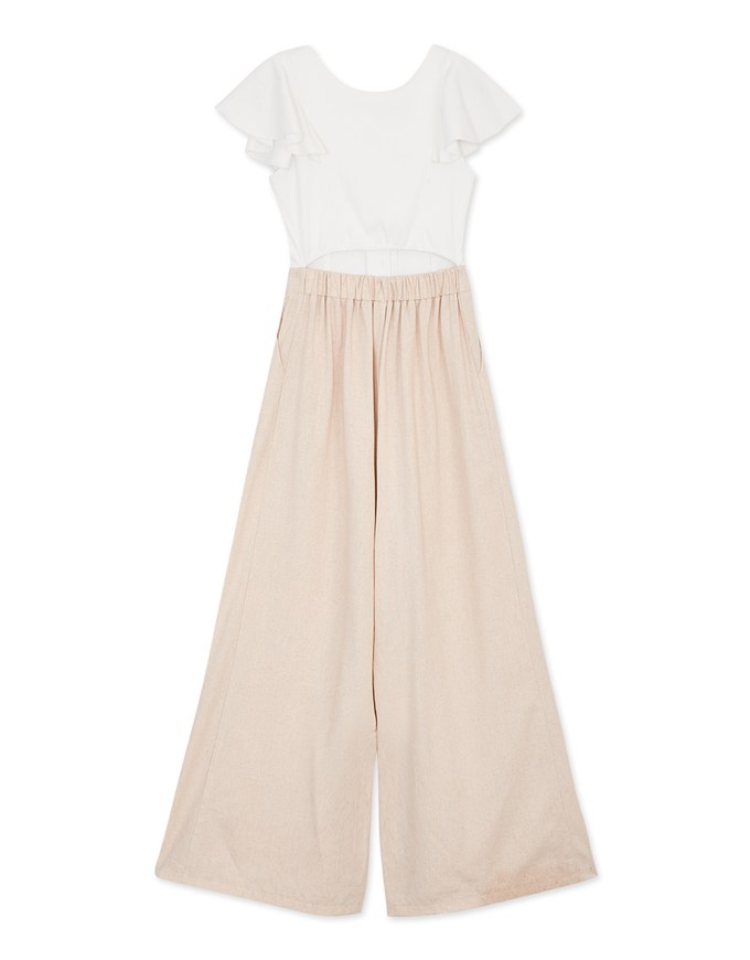 Frill Sleeves Hollowed-Back Jumpsuit