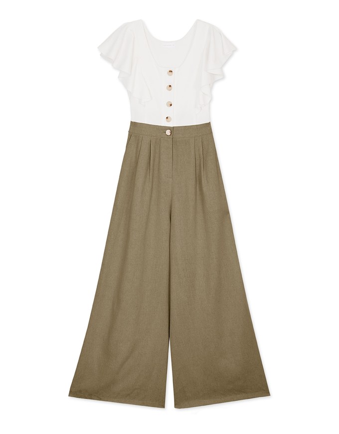 Frill Sleeves Hollowed-Back Jumpsuit
