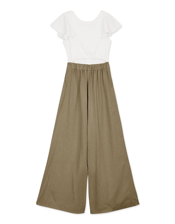 Frill Sleeves Hollowed-Back Jumpsuit