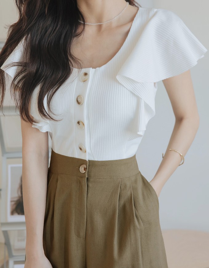 Frill Sleeves Hollowed-Back Jumpsuit