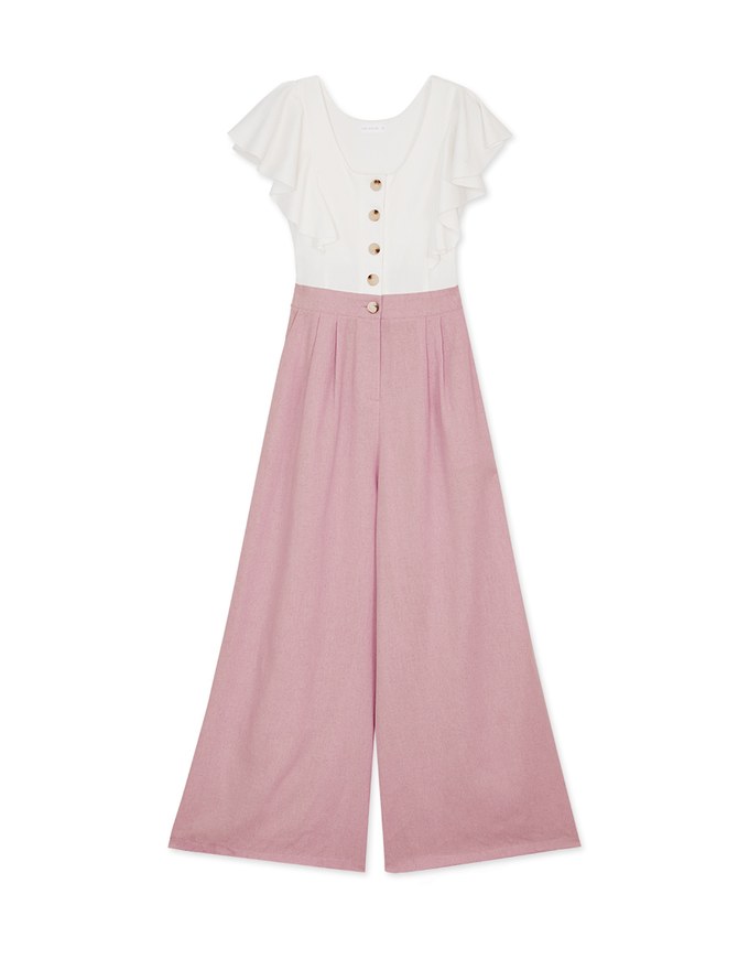 Frill Sleeves Hollowed-Back Jumpsuit