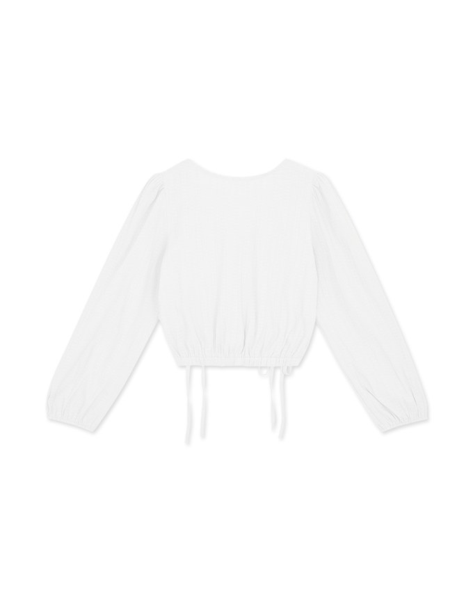 Simple Plain Dual-Drawstring Buttoned Top