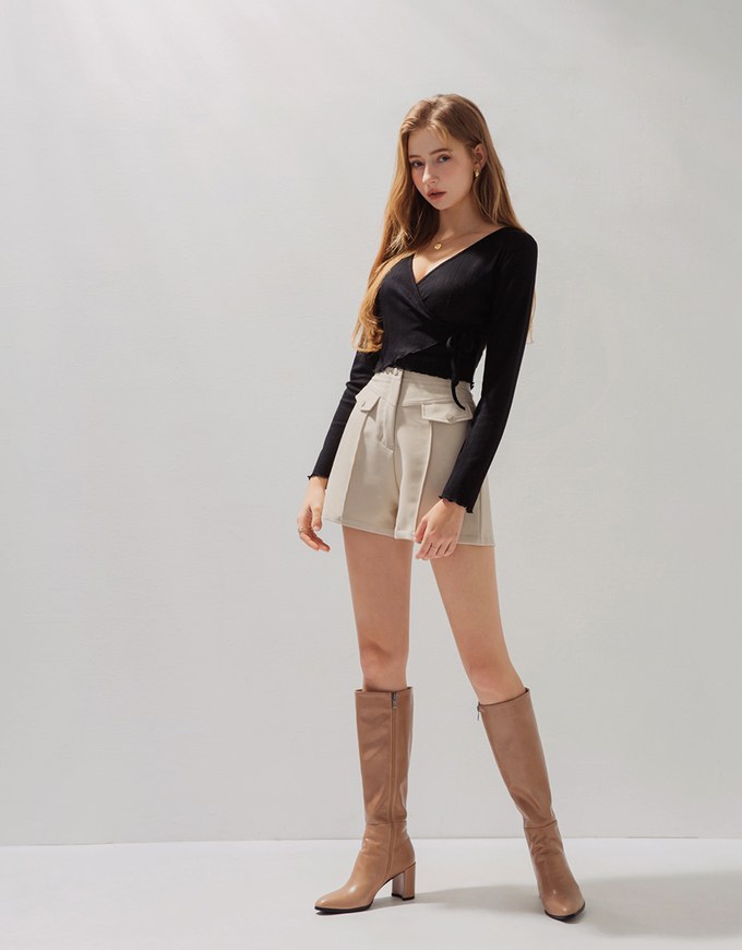 Finest Crossover Tie-Side Lettuce-Hem Top