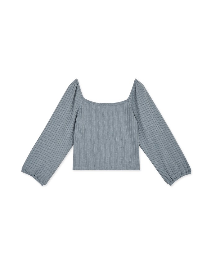 Square Neck Cross Tie Embossed Top