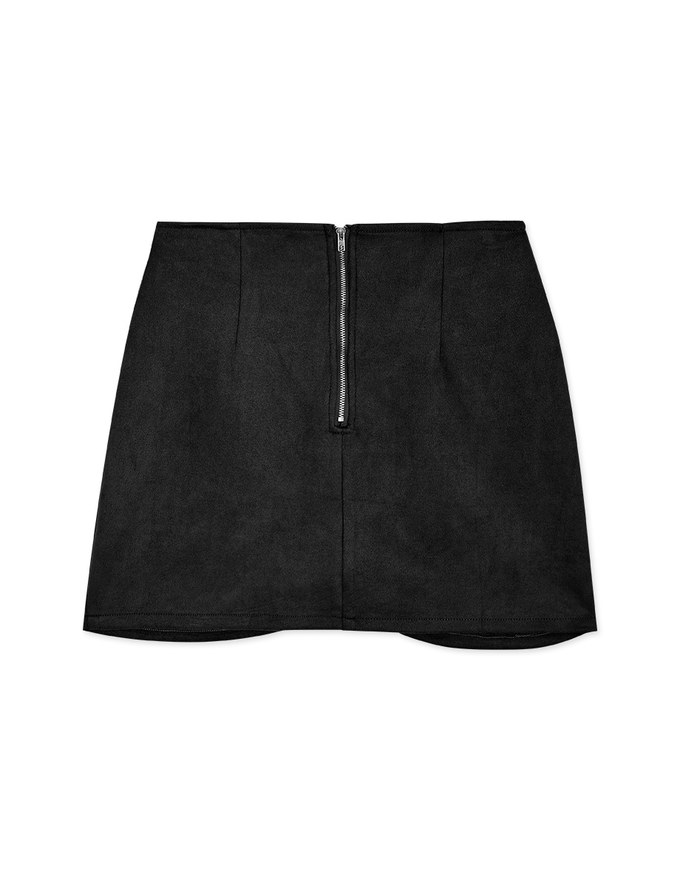 Overlapping Suede Skirt