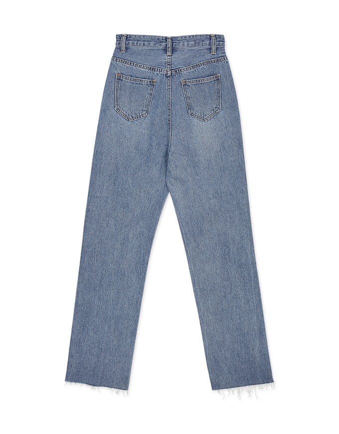 Voguish Ripped Straight-Leg Denim Jeans Pants