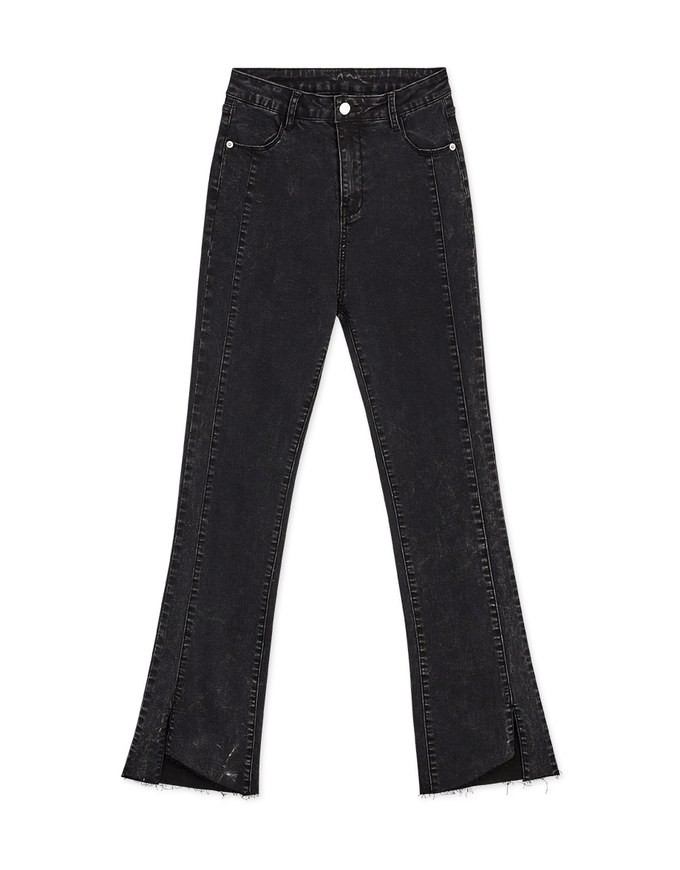 Edgy Chic Side-Slit Slim Fit Denim Jeans Pants
