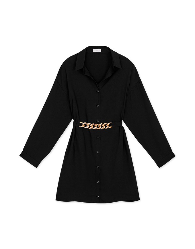 Trendy Gold Chain Dress (With Belt)