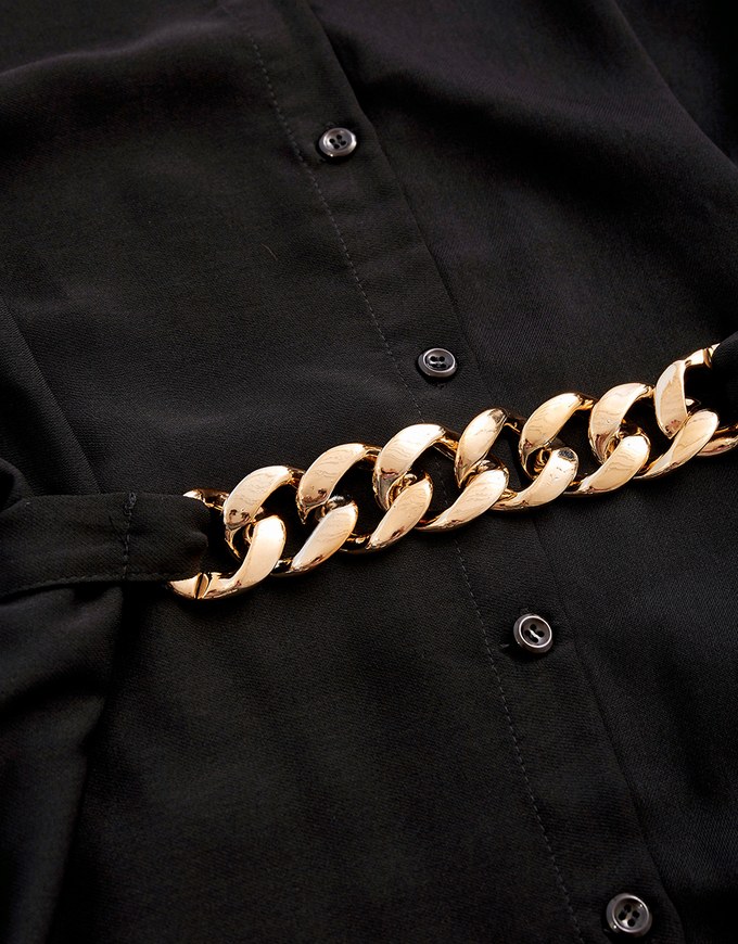 Trendy Gold Chain Dress (With Belt)