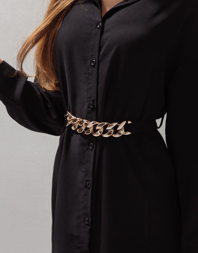 Trendy Gold Chain Dress (With Belt)