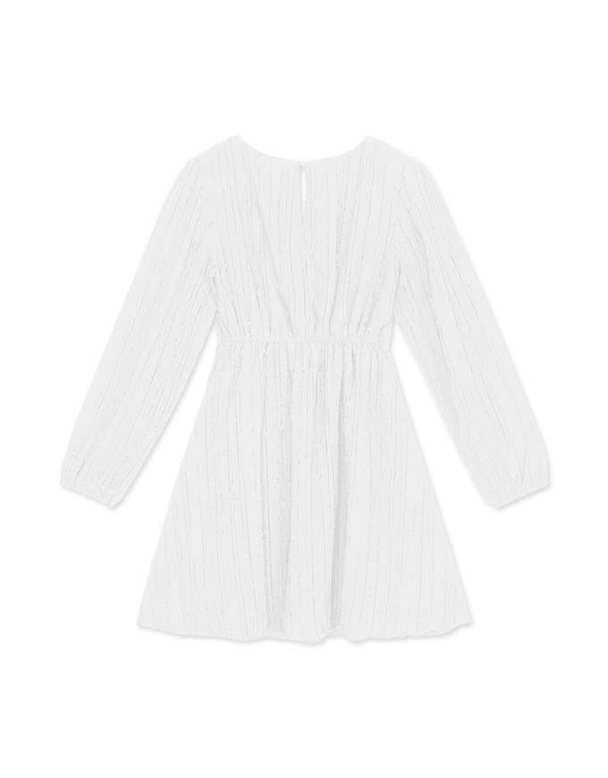 Soigné Feather Trim Buttoned Mini Dress