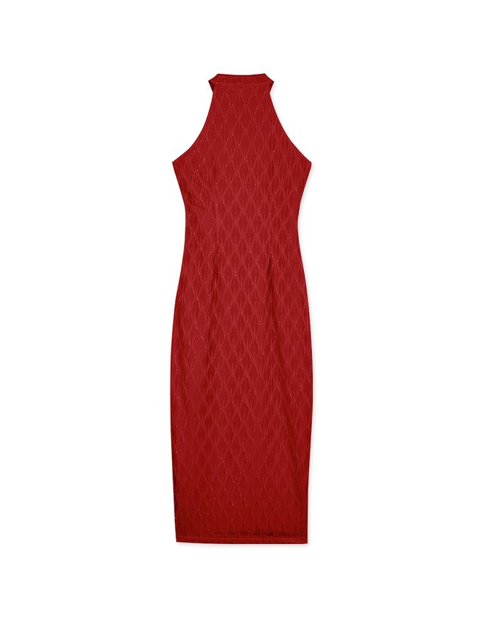 Qipao DRESS Mermaid Fabric Halter Neck Cheongsam Maxi Midi Dress