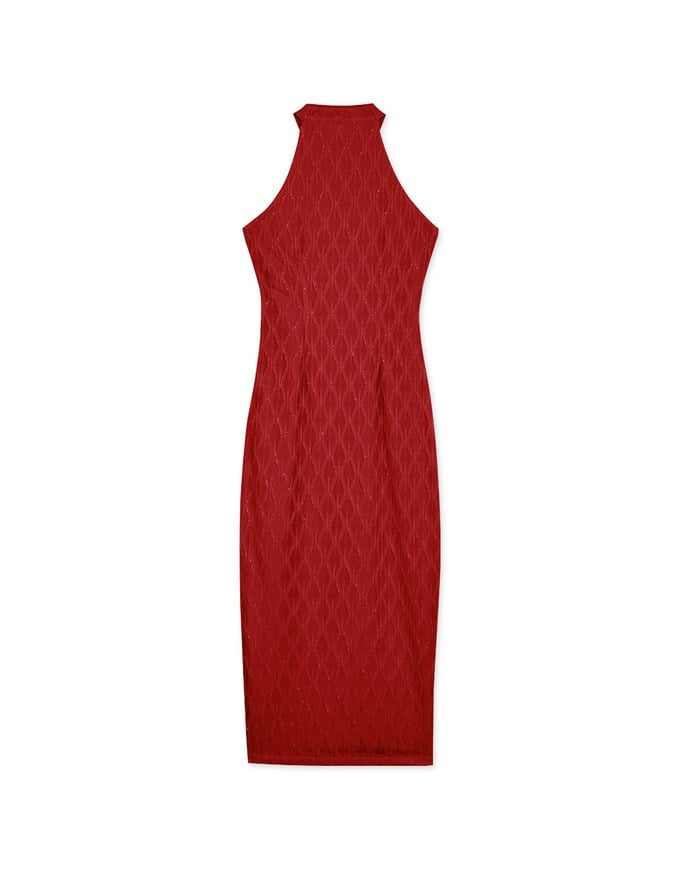 Qipao DRESS Mermaid Fabric Halter Neck Cheongsam Maxi Midi Dress
