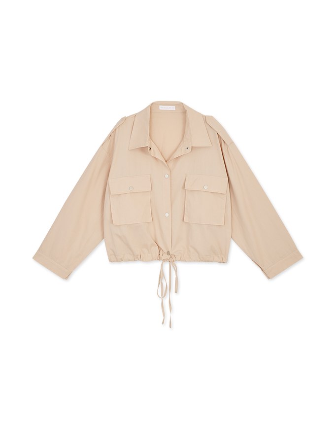 2Way Hype Military-Inspired Tie-Waist Crop Blouse Shirt