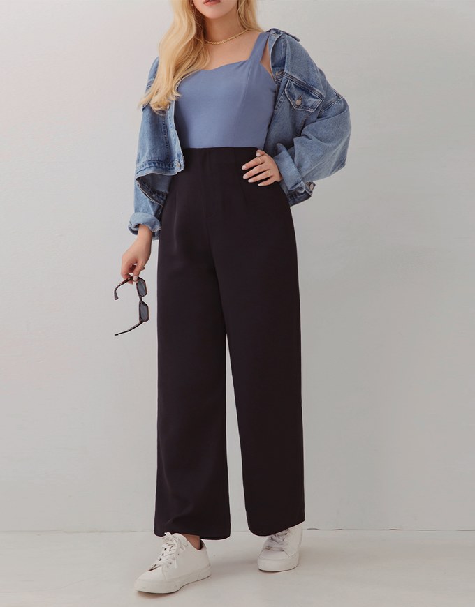 360° High Waisted Pleated Suit Straight-Leg Pants