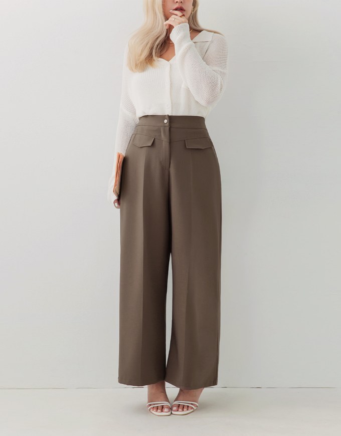 Minimal Chic Pleated Loose Suit Flare Pants