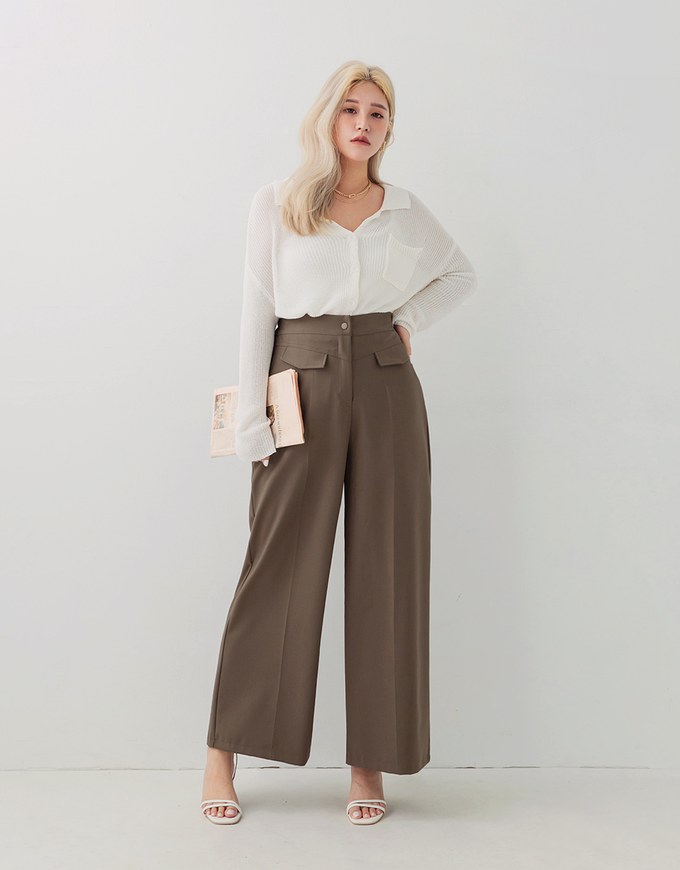 Minimal Chic Pleated Loose Suit Flare Pants