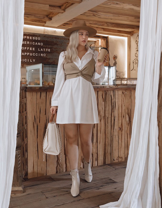 Korean Style Chic Two-Piece Shirt Dress
