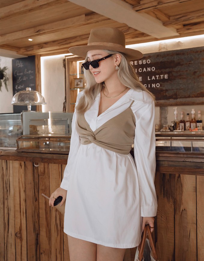 Korean Style Chic Two-Piece Shirt Dress