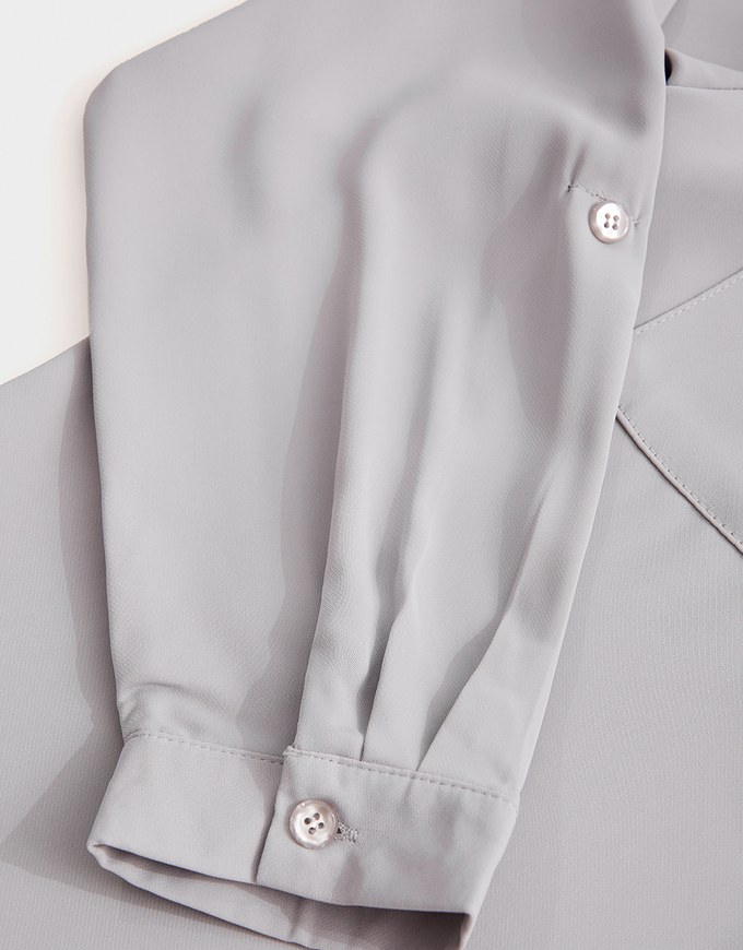 Textured Anti-Wrinkle Iron Free Collarless Blouse Shirt
