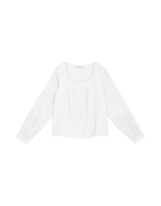Feminine Chic Puffy Buttoned Top