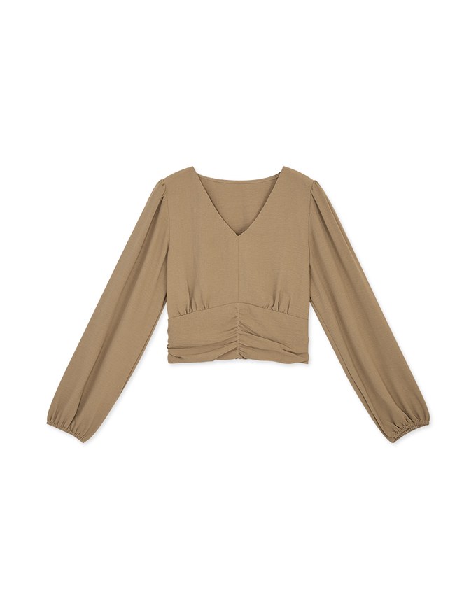 Minimalist Staple Ruched Cinched-Waist Top