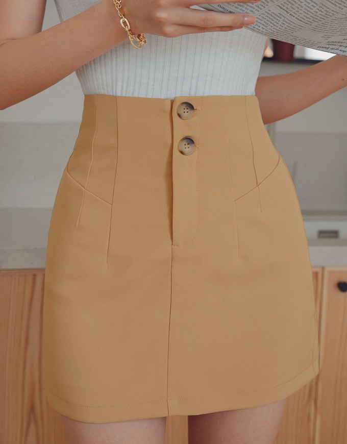 360° High Waisted Button Pleated Skort