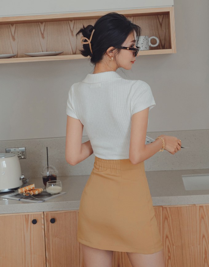 360° High Waisted Button Pleated Skort