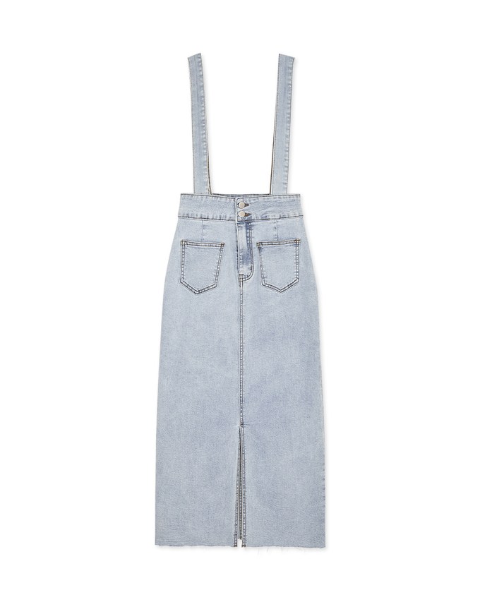 2Way High Waisted Slit Denim Jeans Pencil Skirt