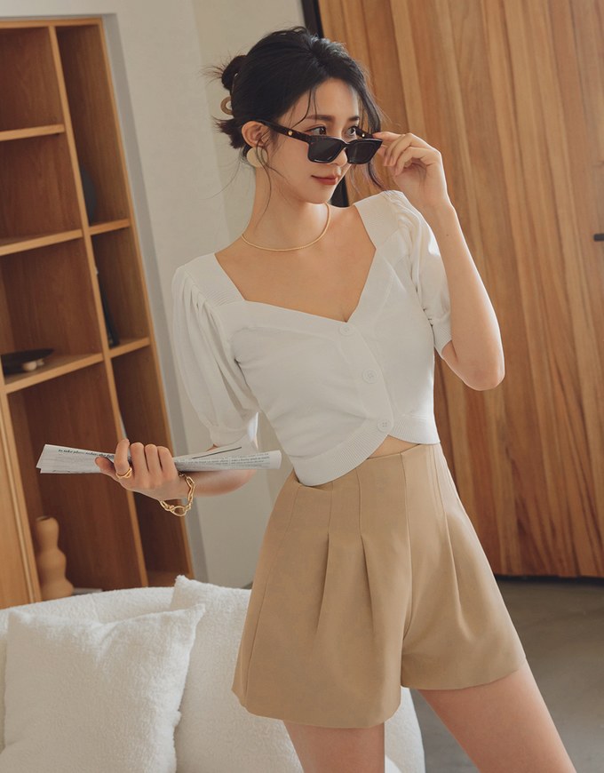 360° High Waisted Pleated Suit Short