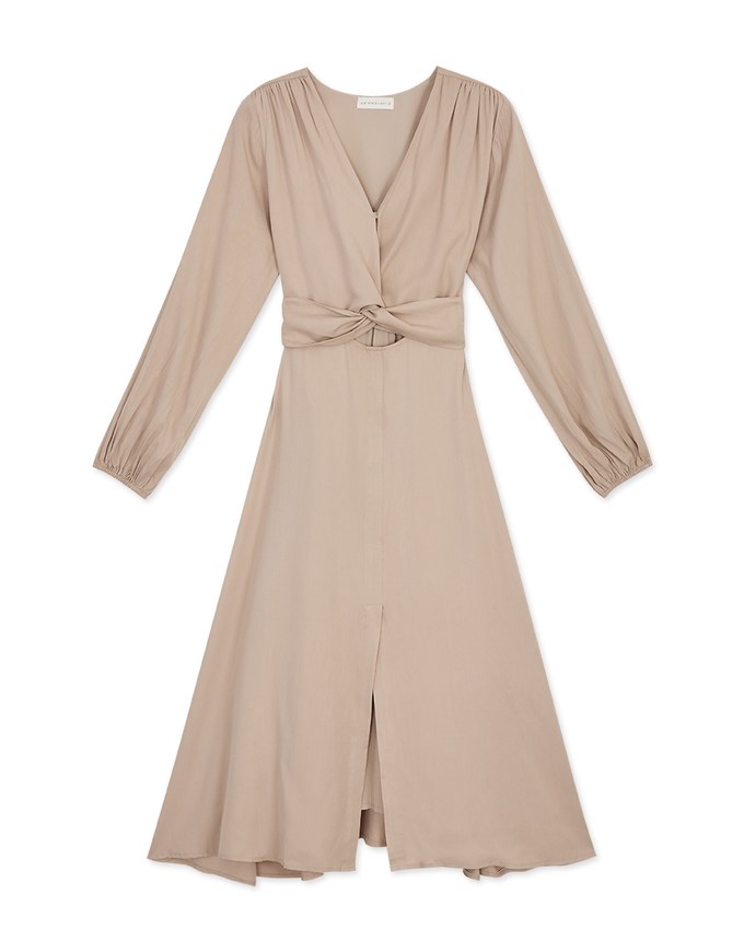 Classy Demure Front Knot Maxi Dress