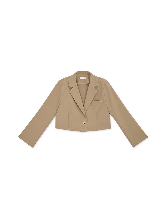 Edgy Smart Single-Button Crop Blazer(With shoulder pads)