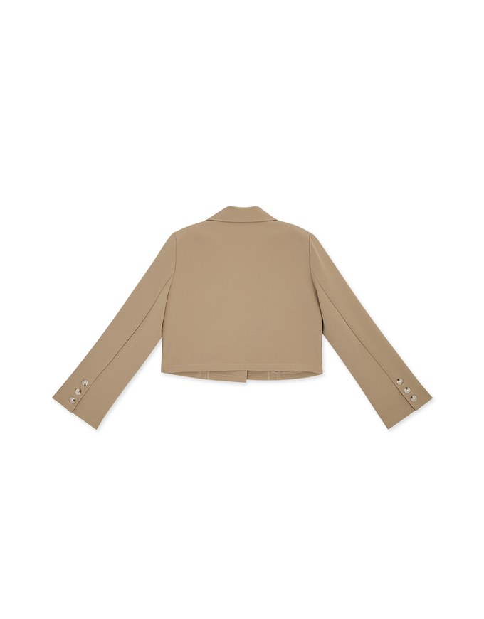 Edgy Smart Single-Button Crop Blazer(With shoulder pads)