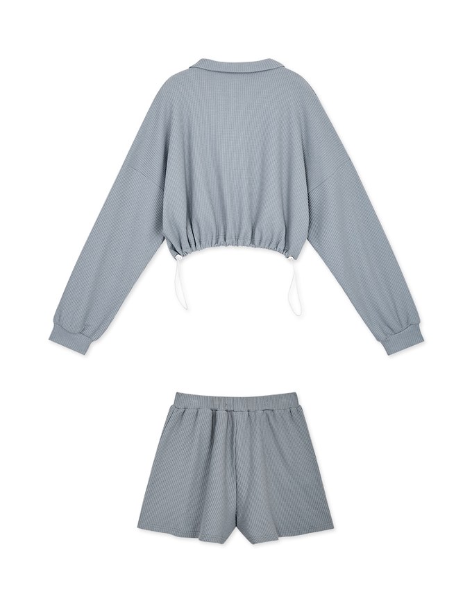 Stark Minimalism Zipped Cardigan + Short Set Wear