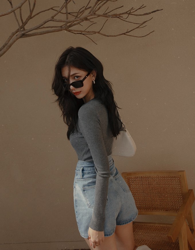 Round Neck Sheer Knit Top
