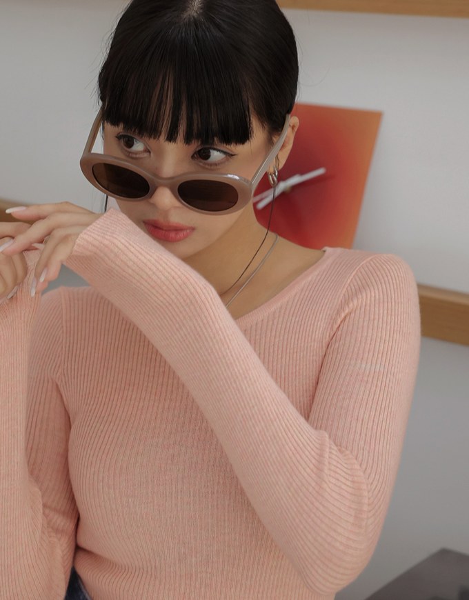 Round Neck Sheer Knit Top