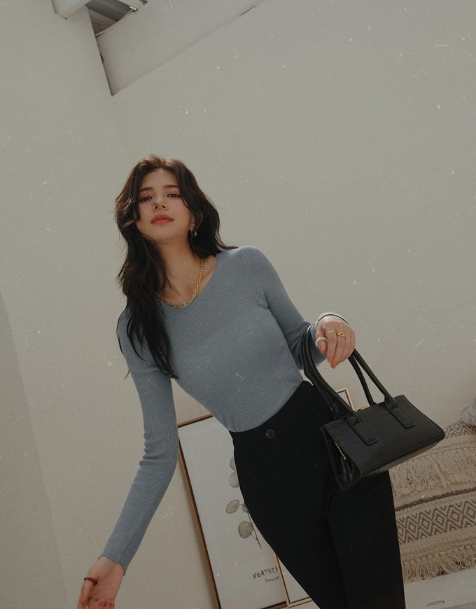 Round Neck Sheer Knit Top